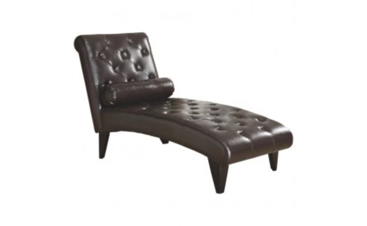 I8033 Leather CHAISE LOUNGER - DARK BROWN LEATHER-LOOK FABRIC