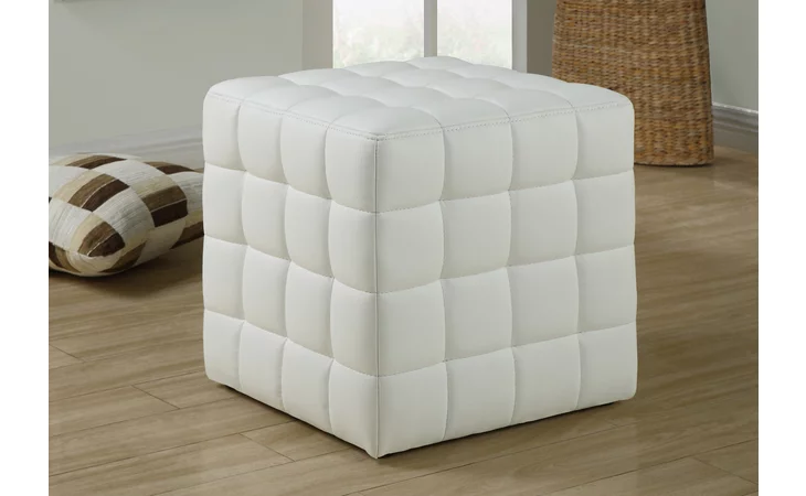 I8978 Leather OTTOMAN - WHITE LEATHER-LOOK FABRIC