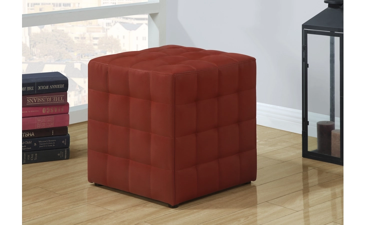 I8979 Leather OTTOMAN - RED LEATHER-LOOK FABRIC