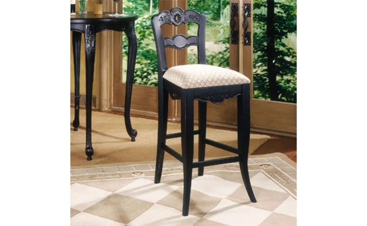 896-432  HILLS OF PROVENCE ANTIQUE BLACK OVER TERRA COTTA BAR STOOL, 30 SEAT HEIGHT