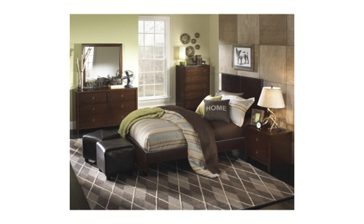 202-039M4  NEW ALBANY 5-PC. TWIN BEDROOM SET - TWIN PU BED, 6-DRAWER DRESSER, MIRROR, NIGHTSTAND, 5-DRAWER CHEST