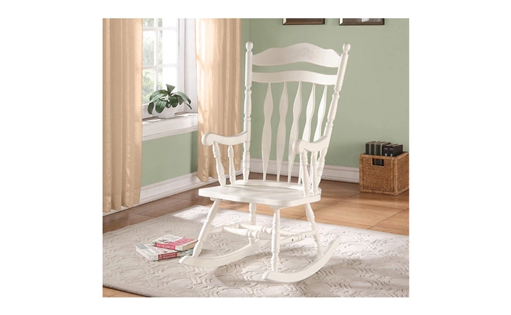 I1525  ROCKING CHAIR - 44H ANTIQUE WHITE SOLID WOOD
