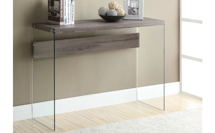 I3055  ACCENT TABLE - 44 L - DARK TAUPE - TEMPERED GLASS