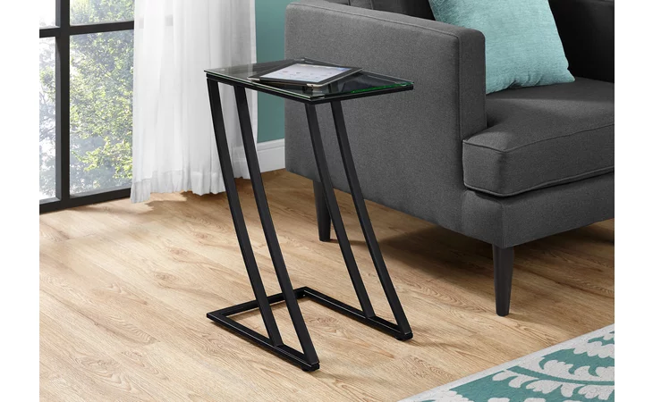 I3089 ACCENT TABLE - BLACK METAL WITH TEMPERED GLASS MONARCH SPECIALTIES  I3089