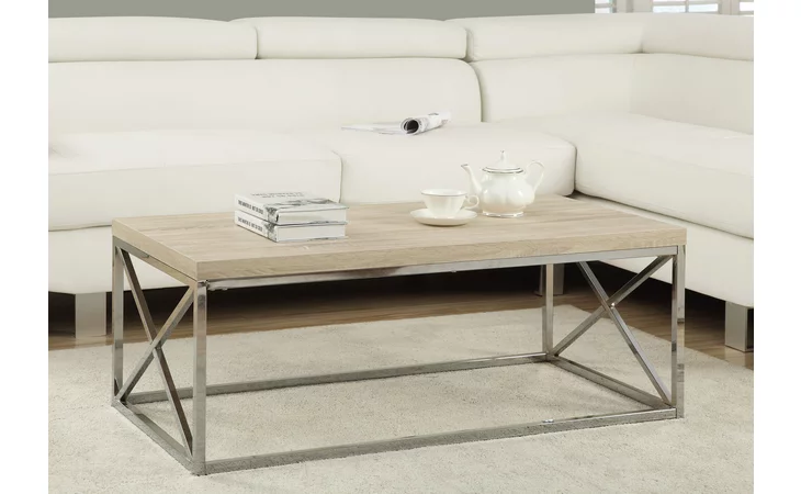 I3208  COFFEE TABLE - NATURAL WITH CHROME METAL