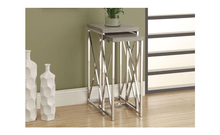 I3256 ACCENT TABLE - 2PCS SET DARK TAUPE WITH CHROME METAL MONARCH SPECIALTIES  I3256