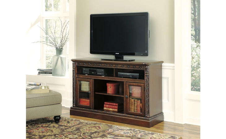 W553-68 NORTH SHORE - DARK BROWN LG TV STAND W FIREPLACE OPTION