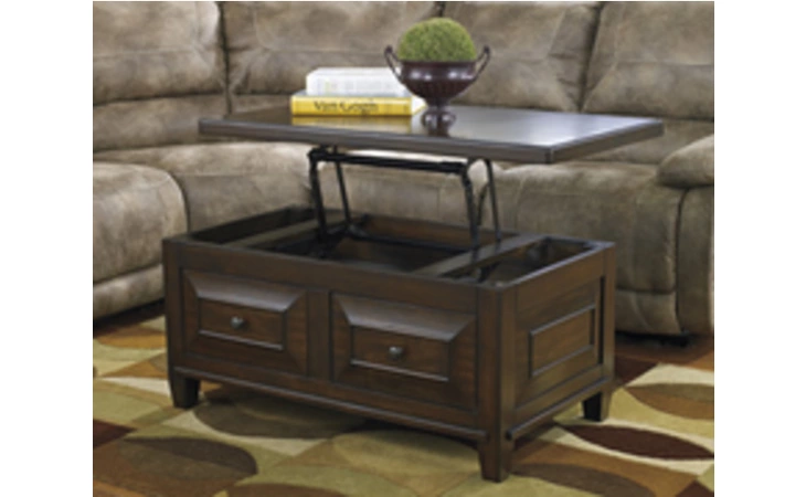 T695-9 HINDELL PARK LIFT TOP COFFEE TABLE HINDELL PARK RUSTIC BROWN OCCASIONAL