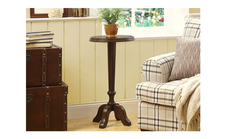 I3354 ACCENT TABLE - 16DIA MEDIUM WALNUT VENEER MONARCH SPECIALTIES  I3354