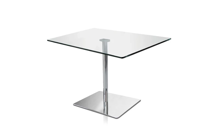 SEF1401  STIRLING RECTANGULAR DINETTE TABLE CLEAR TEMPERED GLASS, BRUSHED STAINLESS