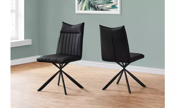 dining chair - 2pcs - 36 h - black leather-look - black by monarch specialties