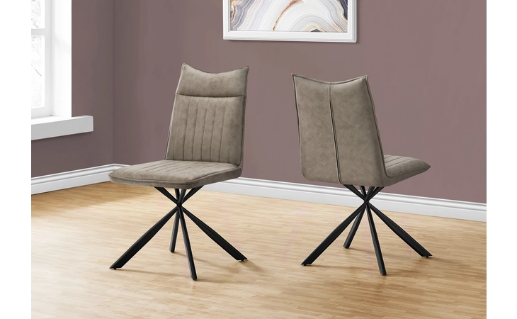 I1216  DINING CHAIR - 2PCS - 36 H - TAUPE FABRIC - BLACK METAL