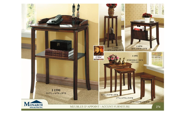 I1590  WALNUT SOLID-TOP TELEPHONE TABLE 
 PG274