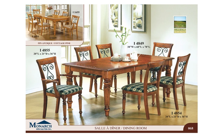 I1649  COTTAGE PINE 38X 78 DINING TABLE WITH AN 18 PANEL LEAF 
 PG68