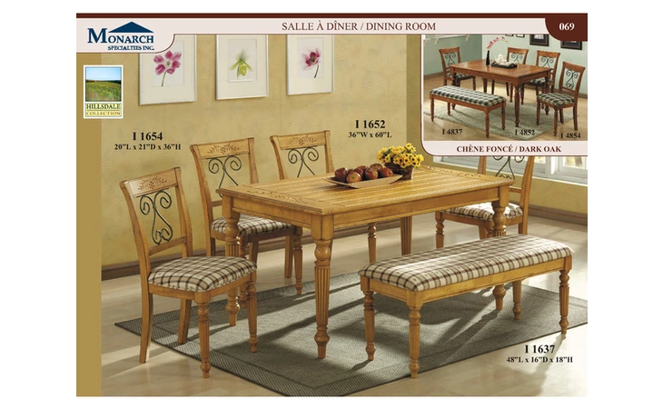 I1652  COTTAGE PINE 36X 60 DINING TABLE 
 PG69