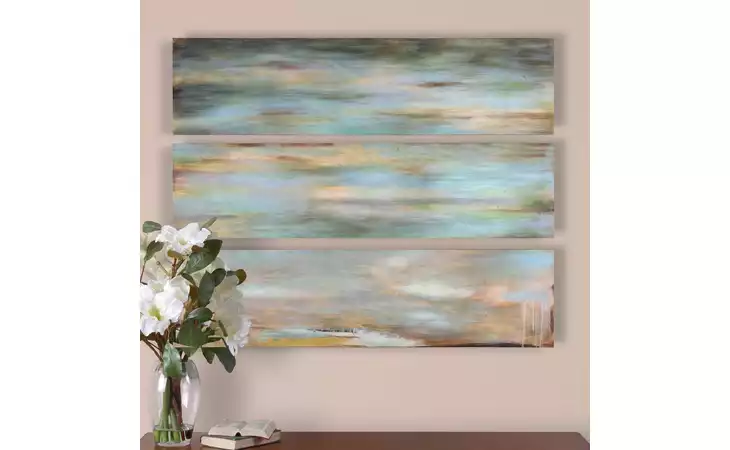 51012  HORIZON VIEW HAND PAINTED CANVASES, S/3