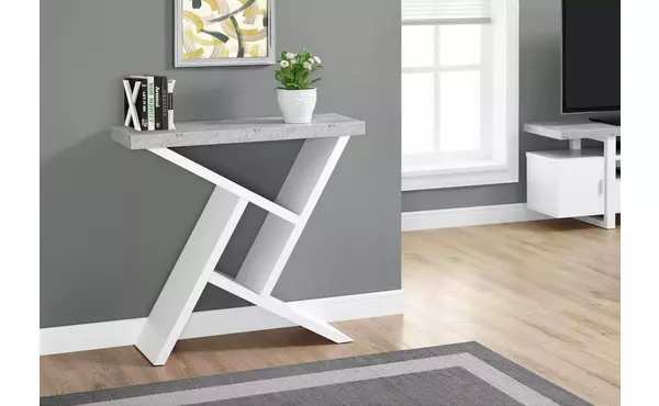 accent table - 36 l - white - cement-look hall console by monarch specialties