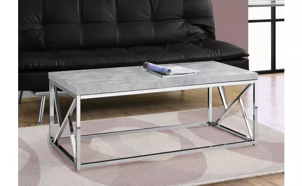 coffee table - grey cement with chrome metal by monarch specialties