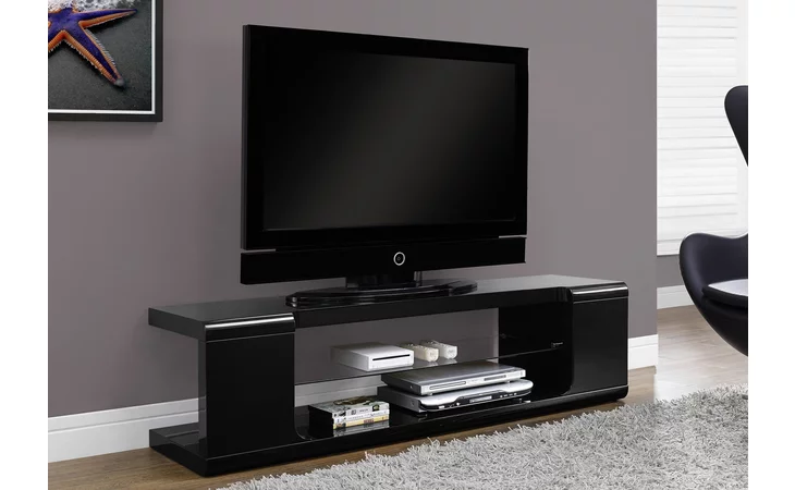 I3536  TV STAND - 60 L - HIGH GLOSSY BLACK WITH TEMPERED GLASS