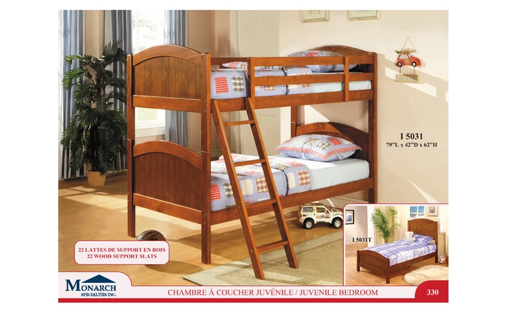 I5031  DARK PINE SOLID WOOD TWIN TWIN BUNKBED WITH LADDER 
 PG330