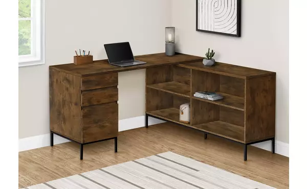 computer desk - 60 l - rustic brown l-shaped corner by monarch specialties