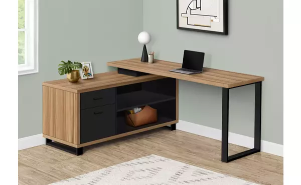 computer desk - 72 l reclaimed - black executive corner by monarch specialties