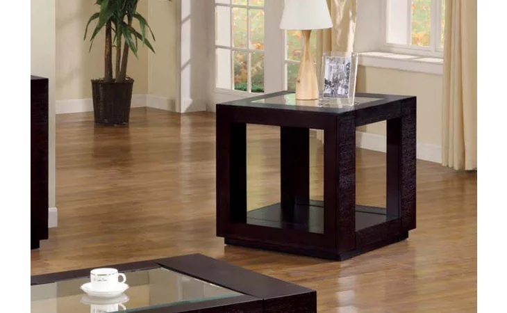 I7811E ACCENT TABLE - ESPRESSO VENEER WITH GLASS INSERT MONARCH SPECIALTIES  I7811E