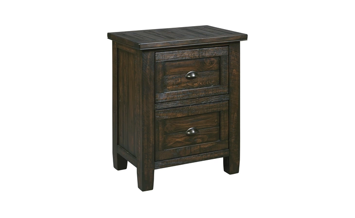 B658-92 TRUDELL - DARK BROWN TWO DRAWER NIGHT STAND TRUDELL