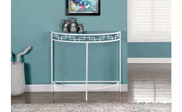 accent table - 36 l - white metal hall console by monarch specialties