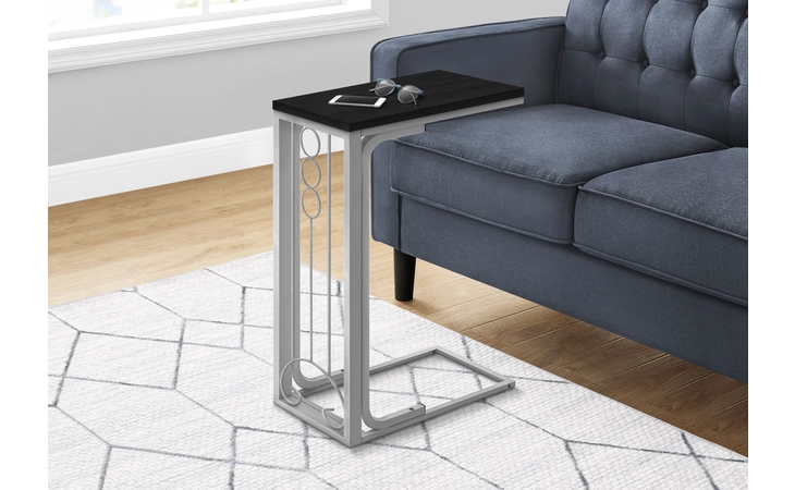 I3137  ACCENT TABLE - BLACK TOP / SILVER METAL