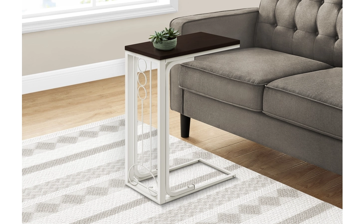 I3136  ACCENT TABLE - CHERRY TOP / ANTIQUE WHITE METAL