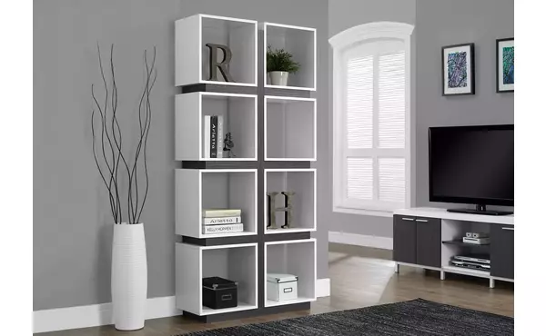 bookcase - 71 h - white - grey by monarch specialties