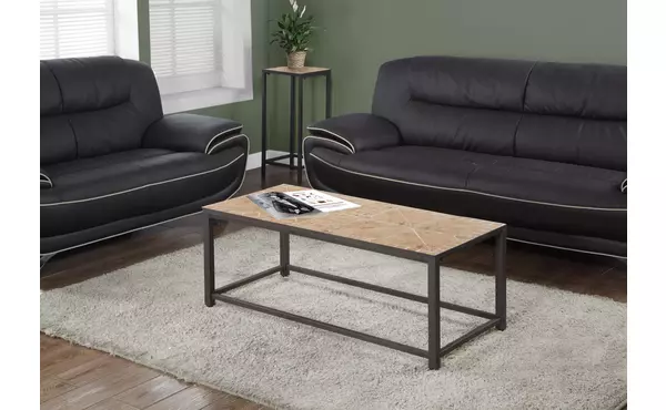 coffee table - terracotta tile top - hammered brown by monarch specialties