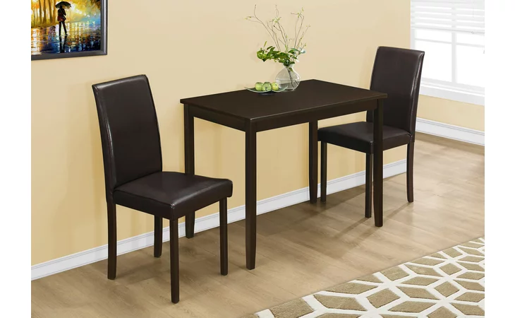 I1015 DINING SET - 3PCS SET / ESPRESSO / BROWN PARSON CHAIRS MONARCH SPECIALTIES  I1015