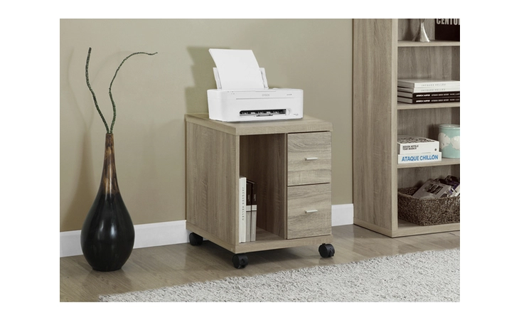 I7057  OFFICE CABINET - NATURAL WITH 2 DRAWERS ON CASTORS