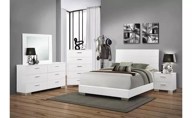 203501Q  FELICITY CONTEMPORARY GLOSSY WHITE QUEEN BED