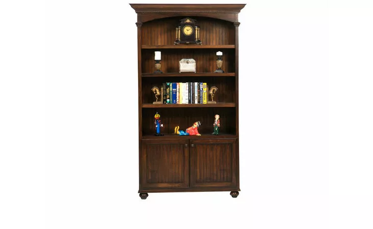 19180 EXECUTIVE CENTER BOOKCASE, 2 BEAD BOARD DOORS, 4 ADJUSTABLE SHELVES, CROWN MOLDING, ROPE MOLDING, BEAD BOARD DETAILING, BUN FOOT BASE*GLASS*NG*FINSISH*BK, CC, CO, CM, CR, EC, GO, HG, IV, SW, UN, WH EAGLE  19180