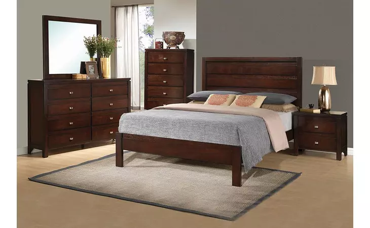 203491Q  CAMERON TRANSITIONAL RICH BROWN QUEEN BED
