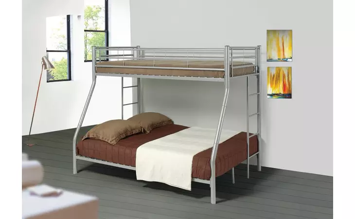 460062  HAYWARD TWIN OVER FULL BUNK BED SILVER