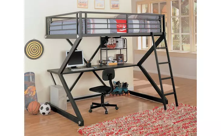 460092 PARKVIEW FULL WORKSTATION LOFT BED BLACK COASTER  460092