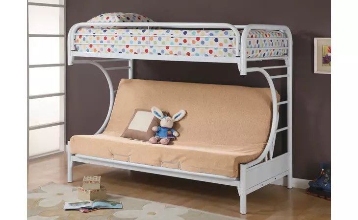 2253W  ATTICUS TWIN-OVER-FULL WHITE BUNK BED