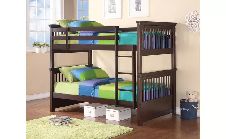 460266  MILES TWIN OVER TWIN BUNK BED CAPPUCCINO