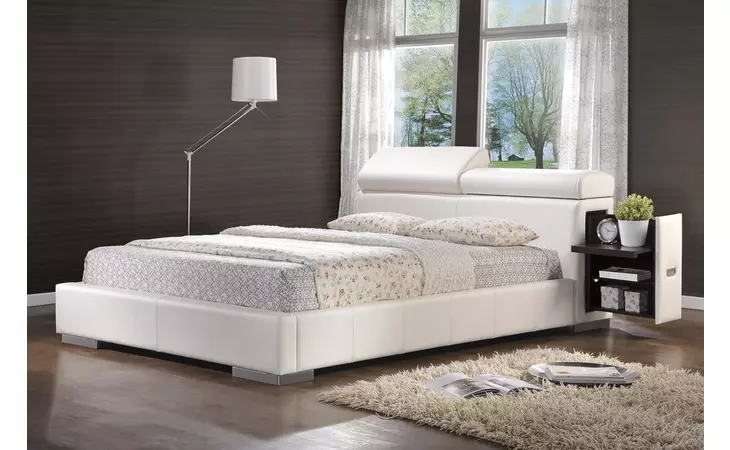 300379Q  MAXINE UPHOLSTERED QUEEN BED WHITE