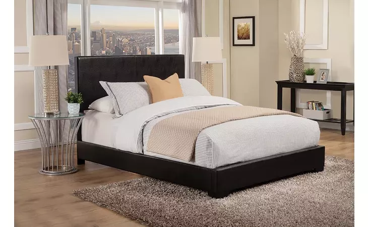 300260T  CONNER TWIN UPHOLSTERED PANEL BED BLACK