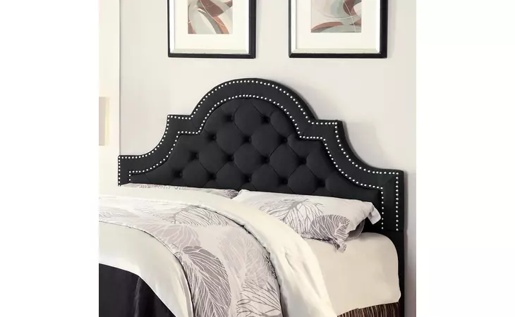 300443QF  OJAI TRADITIONAL CHARCOAL UPHOLSTERED QUEEN HEADBOARD
