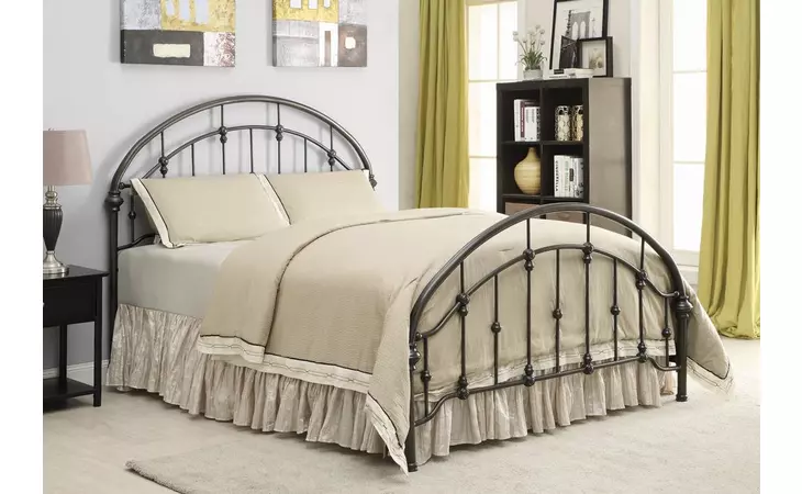 300407Q  MAYWOOD TRANSITIONAL BLACK METAL QUEEN BED