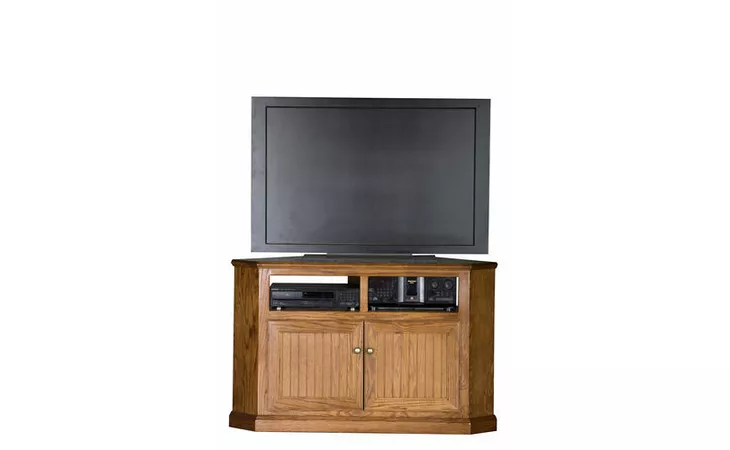 47739 50 CORNER ENTERTAINMENT CONSOLE, (CORNER OUT 35 1 2), 2 BEAD BOARD DOORS OR 2 PLAIN GLASS DOORS, DECORATIVE MOLDING, PLAIN BASE*GLASS*PL, WP*FINSISH*CC, DK, LT, MD, SO, UN, CR, CM EAGLE  47739