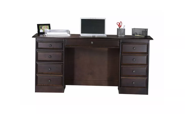 72453  DOUBLE-PEDESTAL COMPUTER DESK, 1 KEYBOARD PENCIL DRAWER COMBO, 2 LETTER DRAWERS, 1 CPU STORAGE DOOR, NON-FINISHED BACK, PLAIN BASE*GLASS*NG*FINSISH*BK, SW, WH