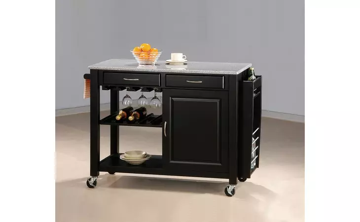 5870 KITCHEN CART WITH GRANITE TOP BLACK COASTER  5870