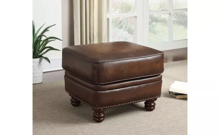 503984  MONTBROOK TRADITIONAL HAND RUBBED BROWN OTTOMAN